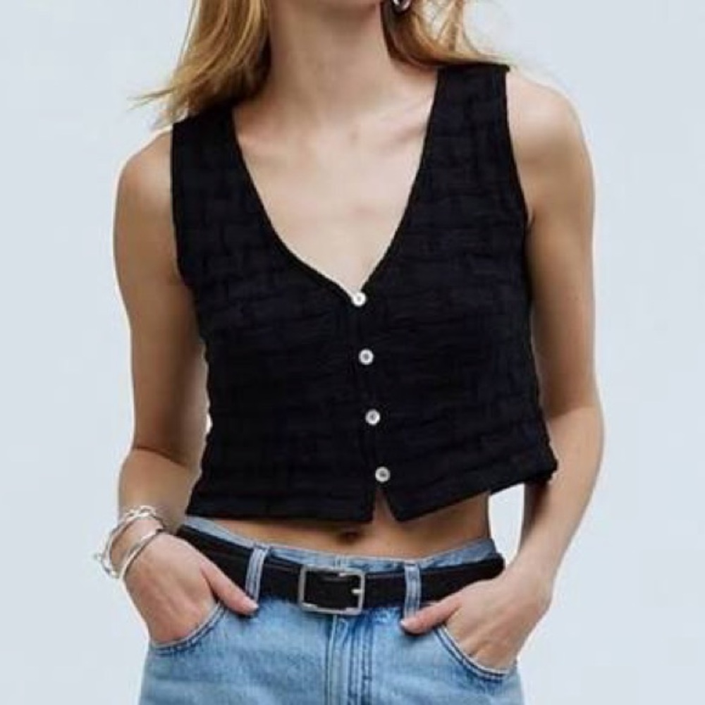 Madewell basketweave vest - large